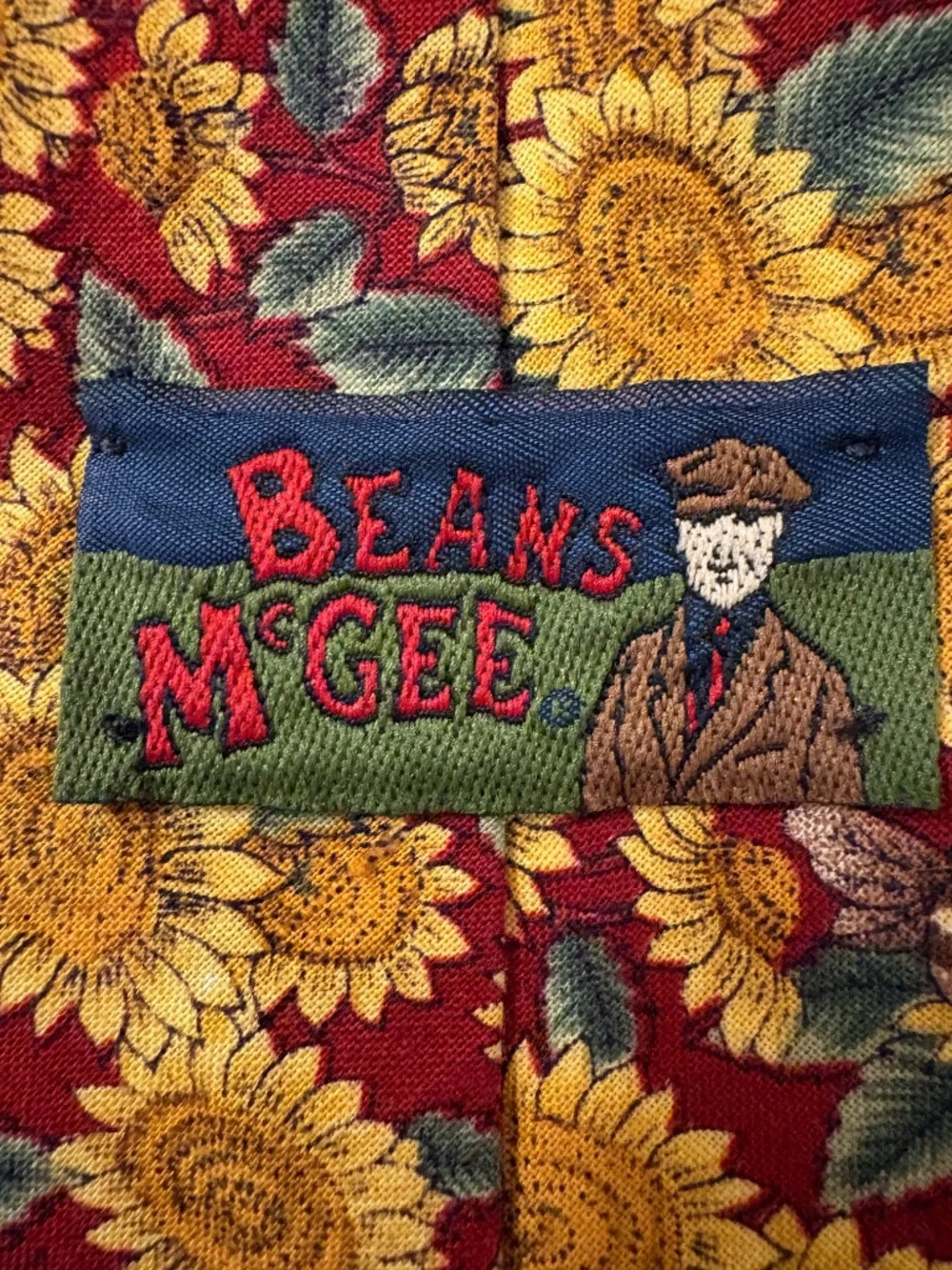 Beans McGee Vintage Sunflower Floral Cotton Tie 3.5” Wide